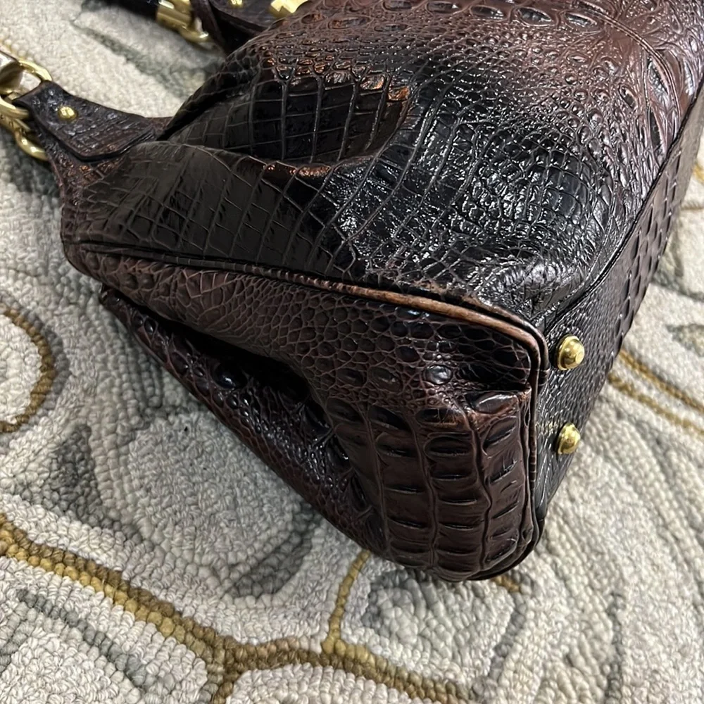 💕 Brahmin crocodile leather purple x large satchel bag nice 💕